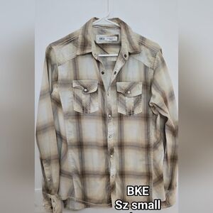 Bke mens pearl snap shirt sz small